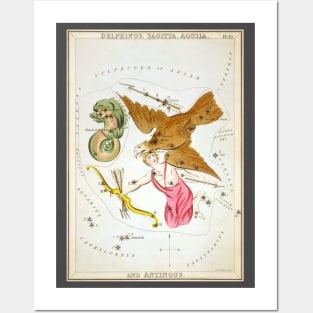 Constellations of Delphinus, Sagitta, Aquila, and Antinous from Urania's Mirror Posters and Art